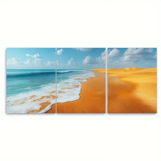 3pcs Beautiful Golden Sand Dunes Metal Print Ready to Hang Art - Bella Home Decor