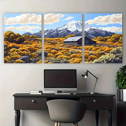 3pcs Mount Ruapehu Decor Ketetahi Hut Metal Print Ready to Hang Art
