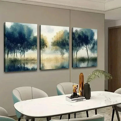 3pcs Sky Series Trees Reflection on Water  Wall Art Canvas Unframed - High Quality Print 100% Australian Made Wall Canvas