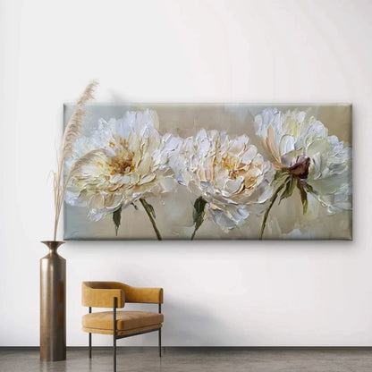 Peony Flowers Textured Wall Art Canvas Office Home Room Framed 120x60cm