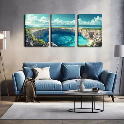3pcs Majestic Lake & Cliffs Landscape Wall Art Set Wall Art Canvas Unframed - High Quality Print 100% Australian Made Wall Canvas