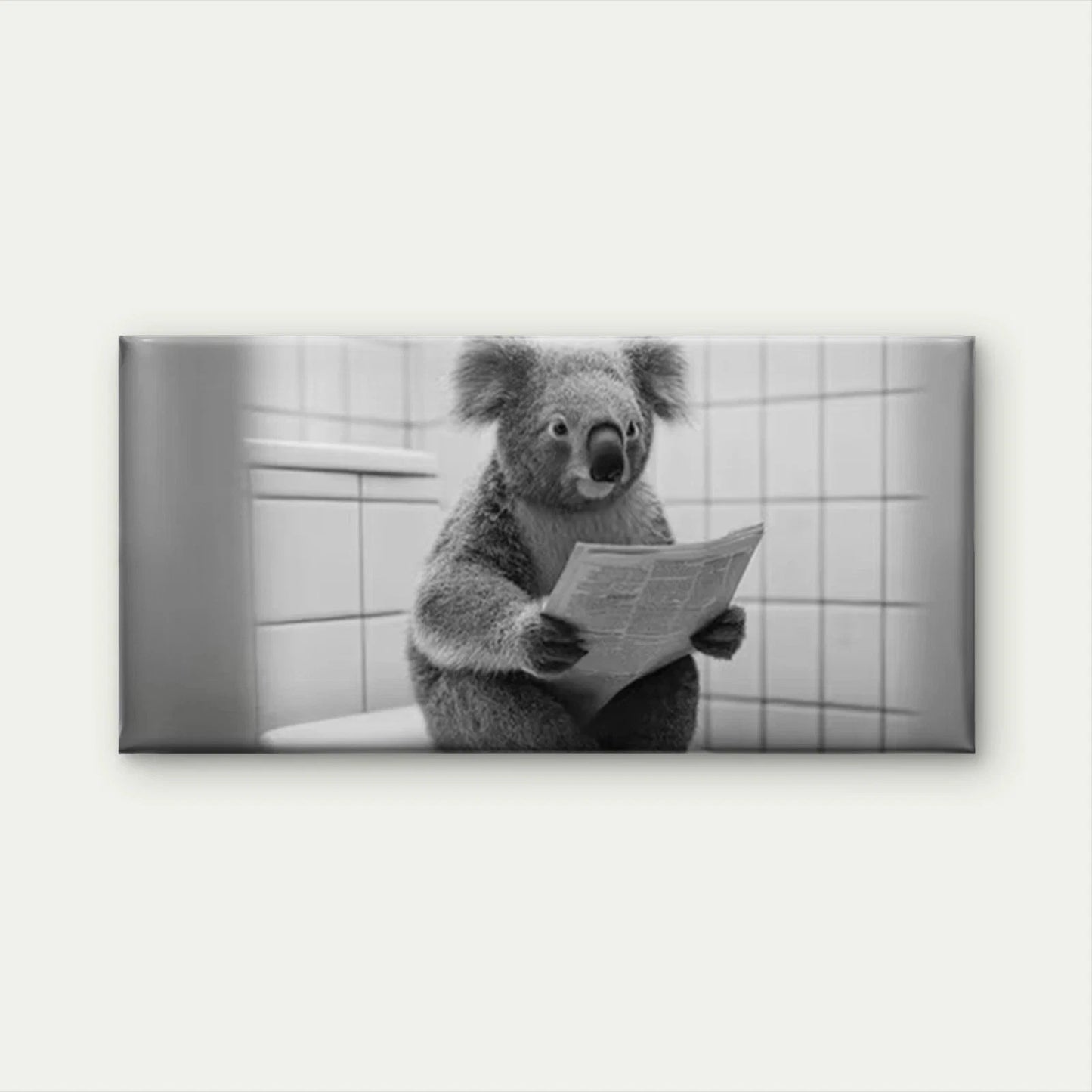 Koala Reading Newspaper Wall Art Canvas Office Home Room Framed 120x60cm