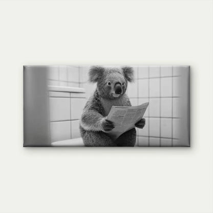 Koala Reading Newspaper Wall Art Canvas Office Home Room Framed 120x60cm