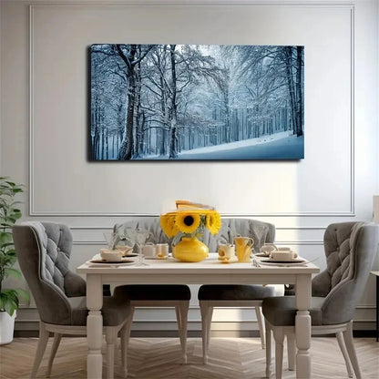 Snow In The Woods Wall Art Canvas Office Home Room Framed 120x60cm