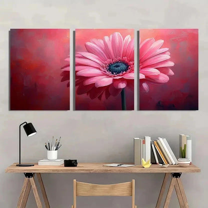 3pcs Pink Daisy Vibrant Floral Décor Perfect Wall Art Set Canvas Framed 50x70cm - High Quality Print 100% Australian Made Wall Canvas Ready to Hang - Bella Home Decor