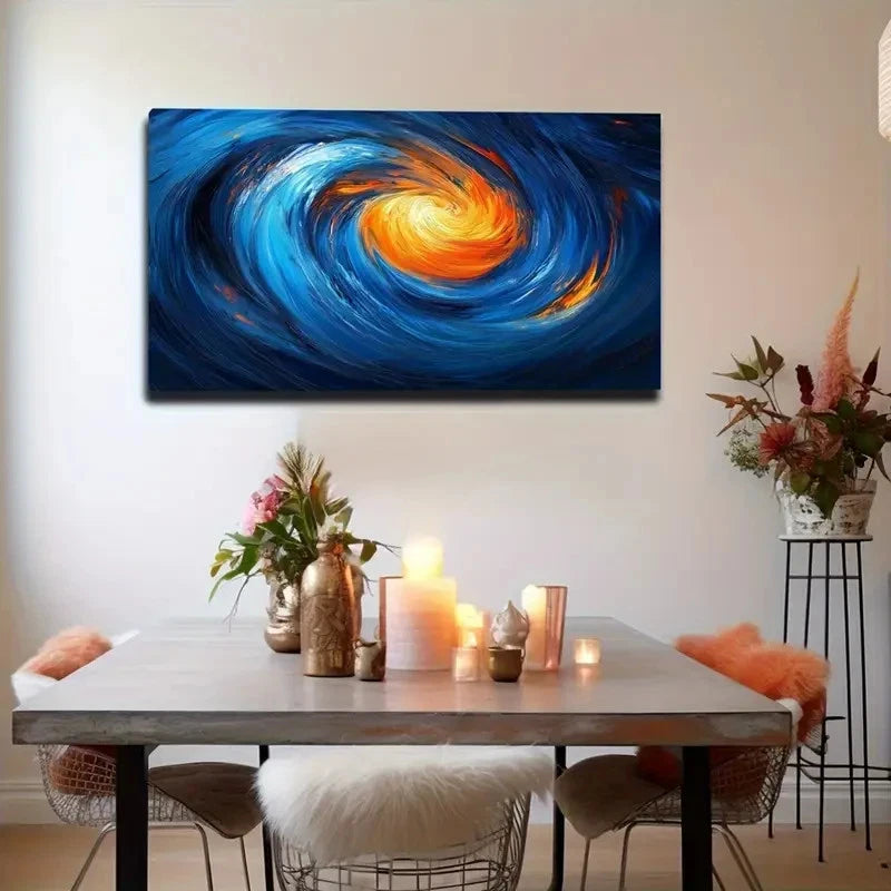 Blue And Orange Interwoven Wall Art Canvas Office Home Room Framed 120x60cm