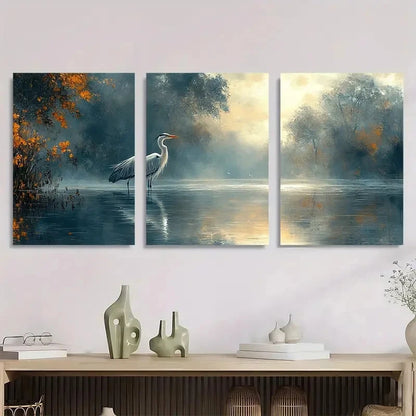3pcs Dark Grey Background Serene Nature Scene Metal Print Ready to Hang Art - Bella Home Decor