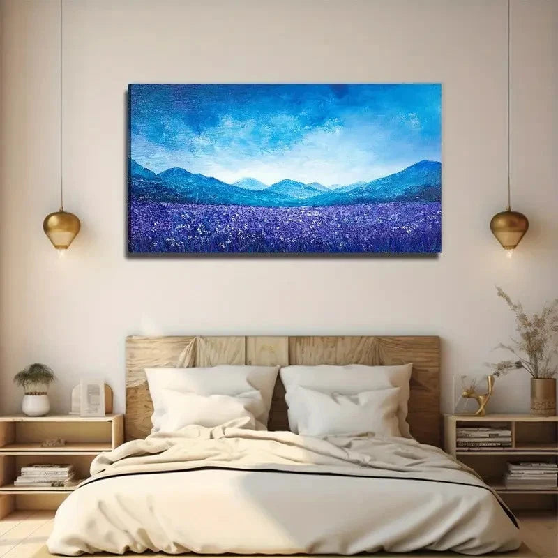 Purple Sea Flowers Perfect Wall Art Canvas Office Home Room Framed 120x60cm