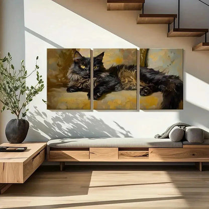 3pcs Artistic Abstract Animal Cat Painting Metal Print Ready to Hang Art - Bella Home Decor