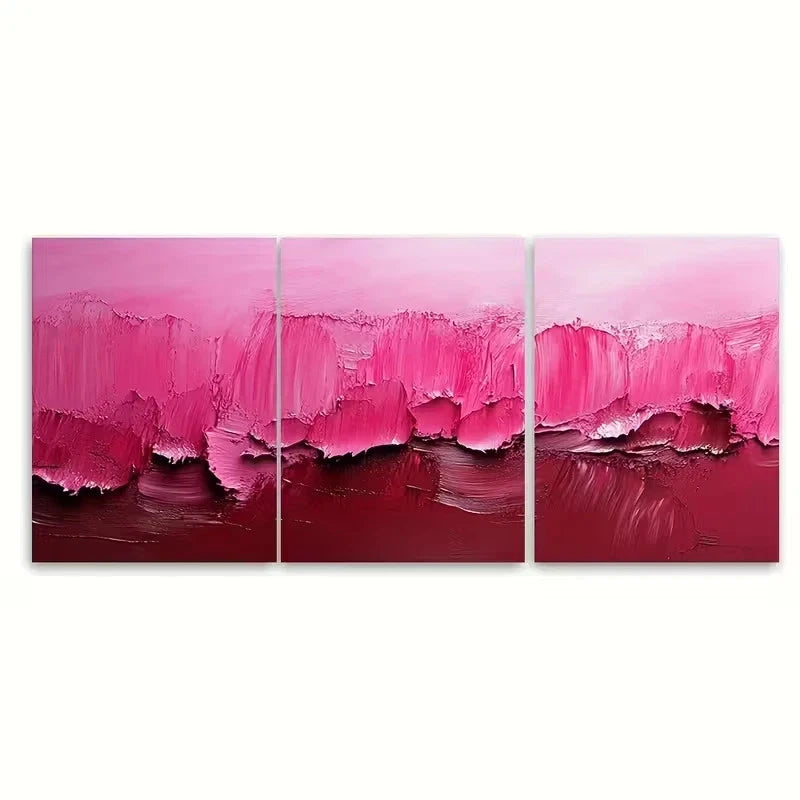 3pcs Vibrant Pink Abstract Brush Stroke Wall Art Set Canvas Framed 60x90cm - High Quality Print 100% Australian Made Wall Canvas Ready to Hang
