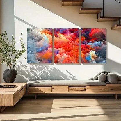 3pcs Abstract Colorful Cloud Art Modern Wall Art Set Canvas Framed 50x70cm - High Quality Print 100% Australian Made Wall Canvas Ready to Hang - Bella Home Decor