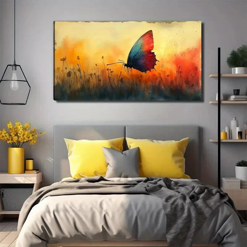 Vibrant Butterfly Modern Wall Art Canvas Office Home Room Framed 120x60cm