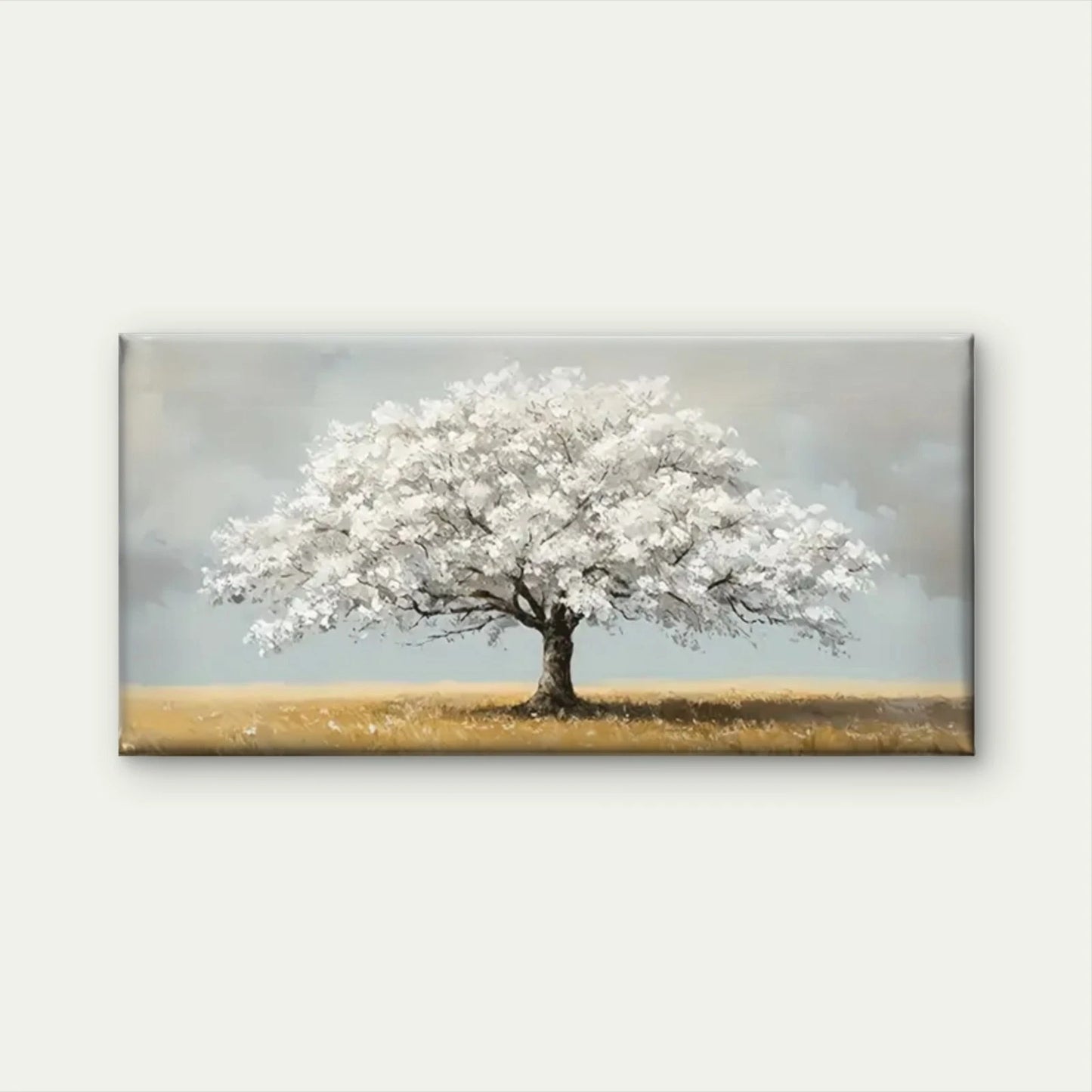 White Trees Cloudy Sky Wall Art Canvas Office Home Room Framed 120x60cm