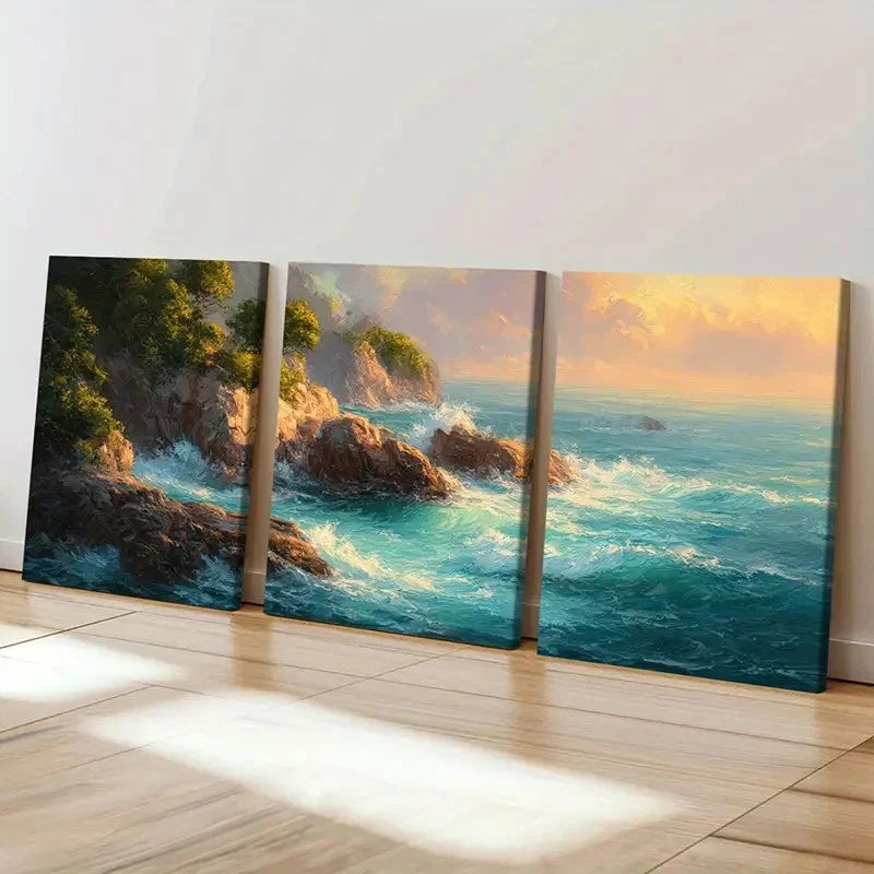 pcs Bells Beach Australia Waves Crashing  Wall Art Set Canvas Framed 50x70cm - High Quality Print 100% Australian Made Wall Canvas Ready to Hang