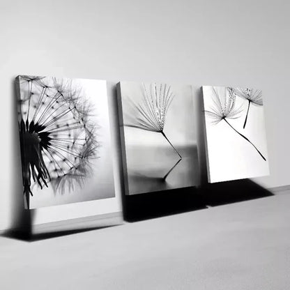 3pcs Interesting Simple Dandelion Black & White Canvas Unframed - High Quality Print 100% Australian Made Wall Canvas