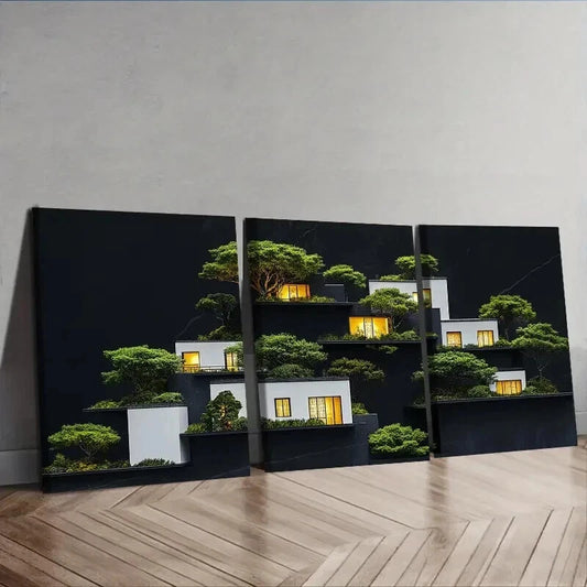 3pcs Ancient architecture Wall Art Set Canvas Framed 50x70cm - High Quality Print 100% Australian Made Wall Canvas Ready to Hang