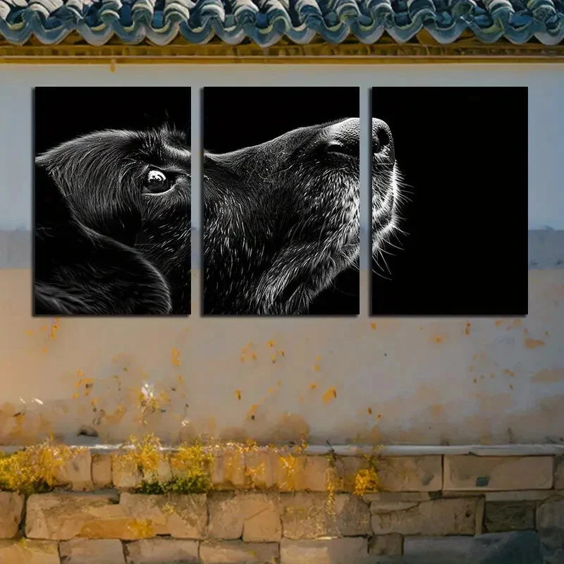3pcs Dog Portrait in Black Background Metal Print Ready to Hang Art - Bella Home Decor