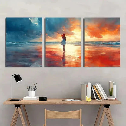 3pcs Romantic Art Ocean Beach Stranger Perfect Wall Art Canvas Unframed - High Quality Print 100% Australian Made Wall Canvas