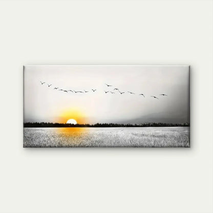 Black White Birds Sunset Wall Art Canvas Office Home Room Framed 120x60cm