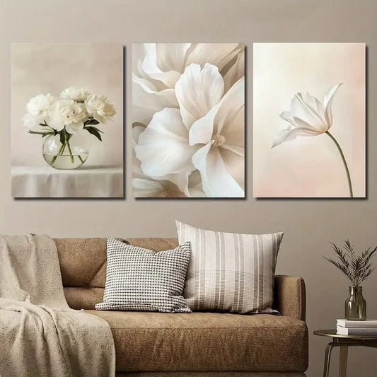 3pcs Fashion Botanical Floral Vase Plant Metal Print Ready to Hang Art