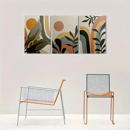 3pcs Abstract Geometric Vibrant Wall Art Set Canvas Unframed - High Quality Print 100% Australian Made Wall Canvas - Bella Home Decor