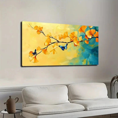 Vibrant Ginkgo Leaves Wall Art canvas office home room framed 120x60cm