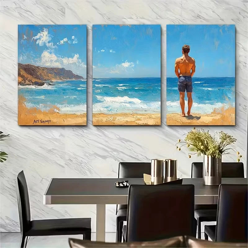 3pcs California Beach Metal Print Ready to Hang Art - Bella Home Decor