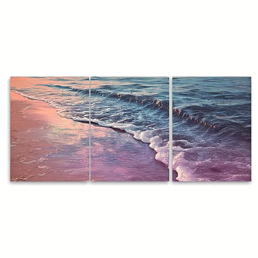 3pcs Seascape Photo, Coastal Photography Metal Print Ready to Hang Art