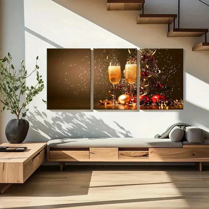 3pcs Champagne At Fashion New Year Party Wall Art Set Canvas Framed 40x60cm - High Quality Print 100% Australian Made Wall Canvas Ready to Hang - Bella Home Decor