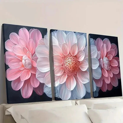 3pcs Pink & White Ice Plant Flower J  Wall Art Set Canvas Unframed - High Quality Print 100% Australian Made Wall Canvas - Bella Home Decor