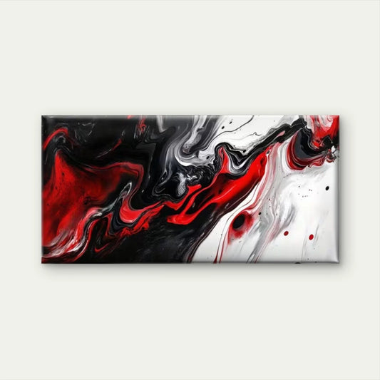 Red, Black & White Abstract Wall Art Canvas Office Home Room Framed 120x60cm