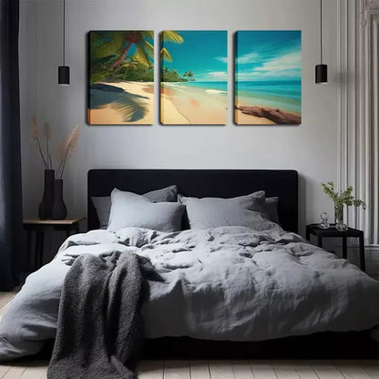 3pcs Attractive Romantic Beach Wall Art Canvas Unframed - High Quality Print 100% Australian Made Wall Canvas - Bella Home Decor