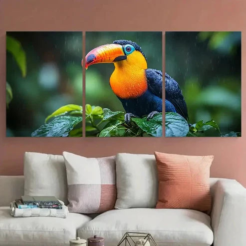 3pcs Chestnut Mandible Toucan Tropical Jungle Wall Art Canvas Unframed – High Quality Print 100% Australian Made Wall Canvas - Bella Home Decor