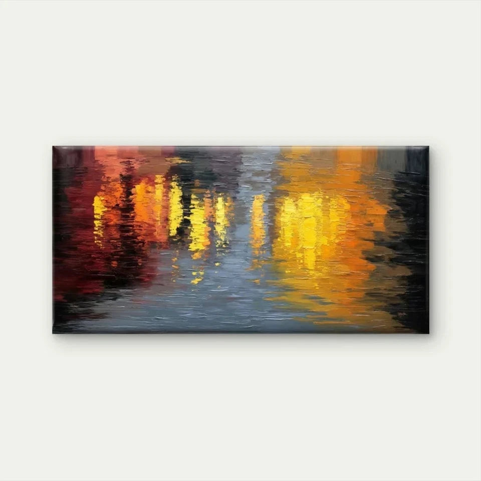 Abstract City Lights Reflection Wall Art Canvas Office Home Room Framed 120x60cm