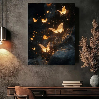 Beautiful Vibrant Orange & Yellow Butterflies 40x60cm Metal Print Ready to Hang - Bella Home Decor