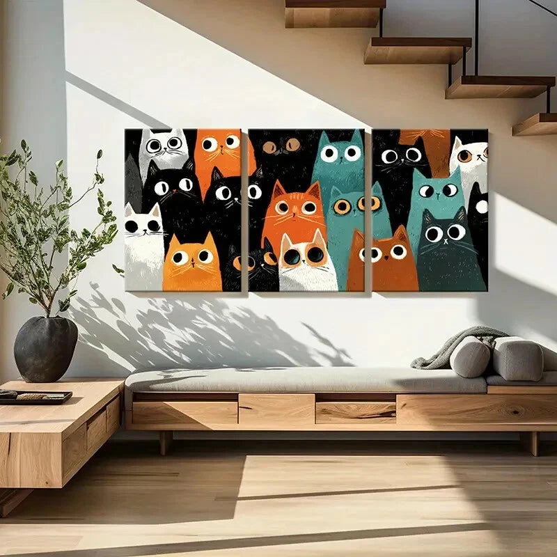 3pcs Colorful Artistic Design Playful Modern Metal Print Ready to Hang Art - Bella Home Decor