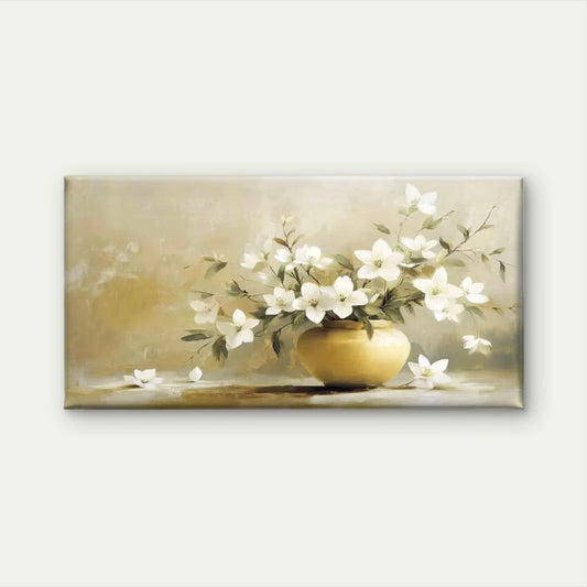 Serene Blossoms in Gold Wall Art Canvas Office Home Room Framed 120x60cm
