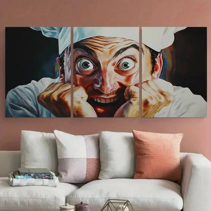 3pcs Chef Was Cute Would Eat Here Again Design Wall Art Set Canvas Framed 50x70cm - High Quality Print 100% Australian Made Wall Canvas Ready to Hang - Bella Home Decor
