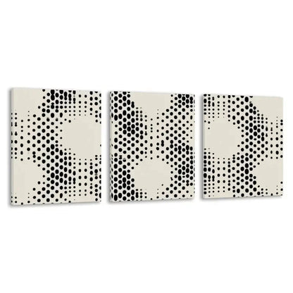 3pcs Black & White Dot Digital Illustration   Wall Art Set Canvas Framed 40x60cm - High Quality Print 100% Australian Made Wall Canvas Ready to Hang - Bella Home Decor