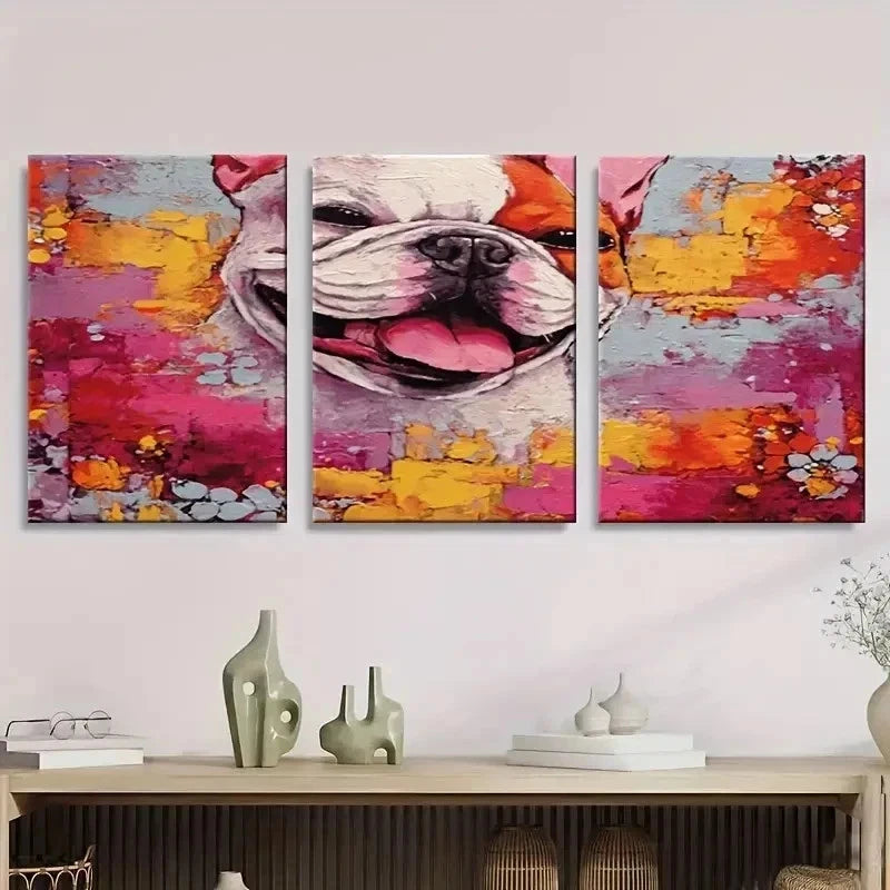 3pcs Abstract Art Happy Wall Art Set Canvas Framed 40x60cm - High Quality Print 100% Australian Made Wall Canvas Ready to Hang - Bella Home Decor