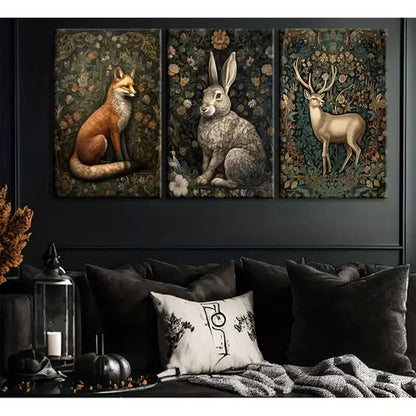 3pcs William Morris Animal Art Set Canvas Unframed - High Quality Print 100% Australian Made Wall Canvas
