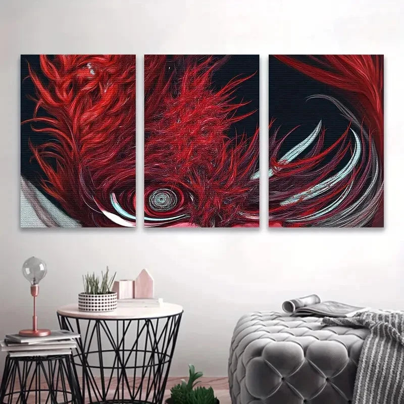 3pcs Red Sun Abstract Scene Wall Art Set Canvas Framed 40x60cm - High Quality Print 100% Australian Made Wall Canvas Ready to Hang
