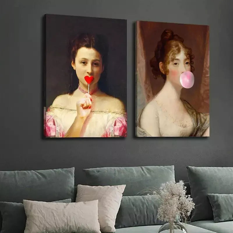 2pcs Sexy Art, Oil Painting Art Decoration, Victorian Art, Girl Canvas Framed 50x75cm - High Quality Print 100% Australian Made Wall Canvas Ready to Hang - Bella Home Decor