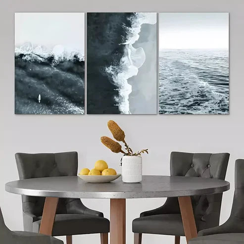 3pcs Ocean Waves View Wall Art Canvas Unframed - High Quality Print 100% Australian Made Wall Canvas