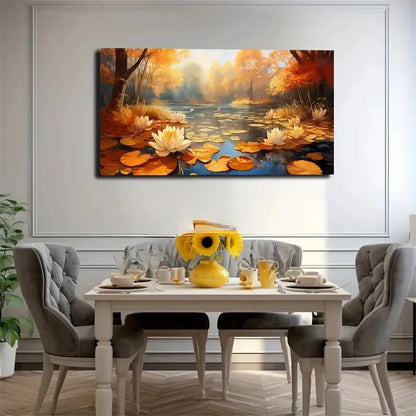 Surreal For Lotus Pond Scene Wall Art Canvas Office Home Room Framed 120x60cm