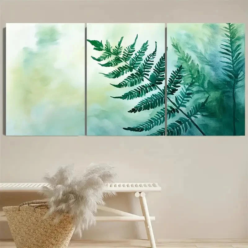 3pcs Fern Floral Art Wall Art Set Canvas Framed 40x60cm - High Quality Print 100% Australian Made Wall Canvas Ready to Hang - Bella Home Decor