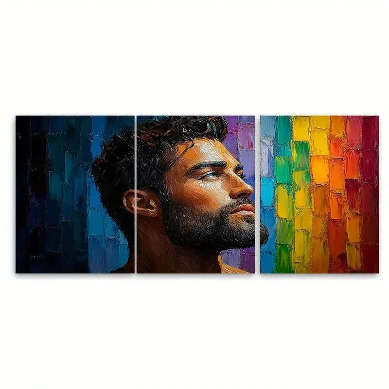 3pcs Male Body Impasto Illustration Wall Art Set Canvas Framed 60x90cm - High Quality Print 100% Australian Made Wall Canvas Ready to Hang