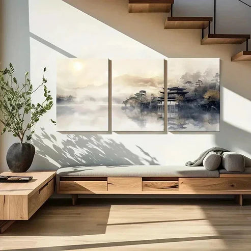 3pcs Chinese Landscape & Mountain Scenery Wall Art Set Canvas Unframed - High Quality Print 100% Australian Made Wall Canvas