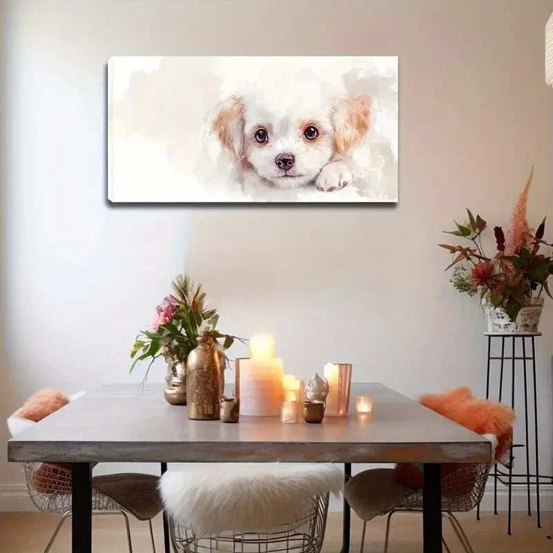 Charming Puppy Ear Design Wall Art Canvas Office Home Room Framed 120x60cm - Bella Home Decor
