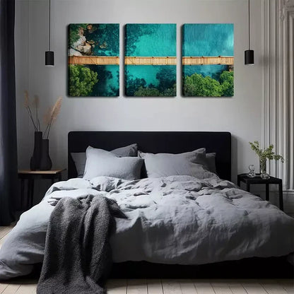 3pcs Relaxing, Beautiful Lake, Leisurely Wooden Wall Art Set Canvas Framed 60x90cm - High Quality Print 100% Australian Made Wall Canvas Ready to Hang - Bella Home Decor